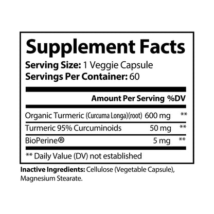 Turmeric with BioPerine® (Black Pepper Fruit Extract) Supplement (60 Capsules)